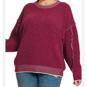 Plus Size 2x/3x Worn Once Zenana Chenille Cozy Cabernet Sweater